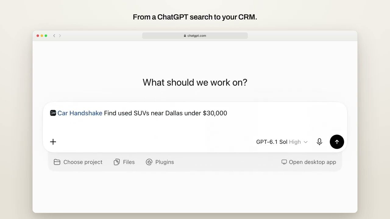 ChatGPT with the Car Handshake connection, asked to find used SUVs near Dallas under $30,000
